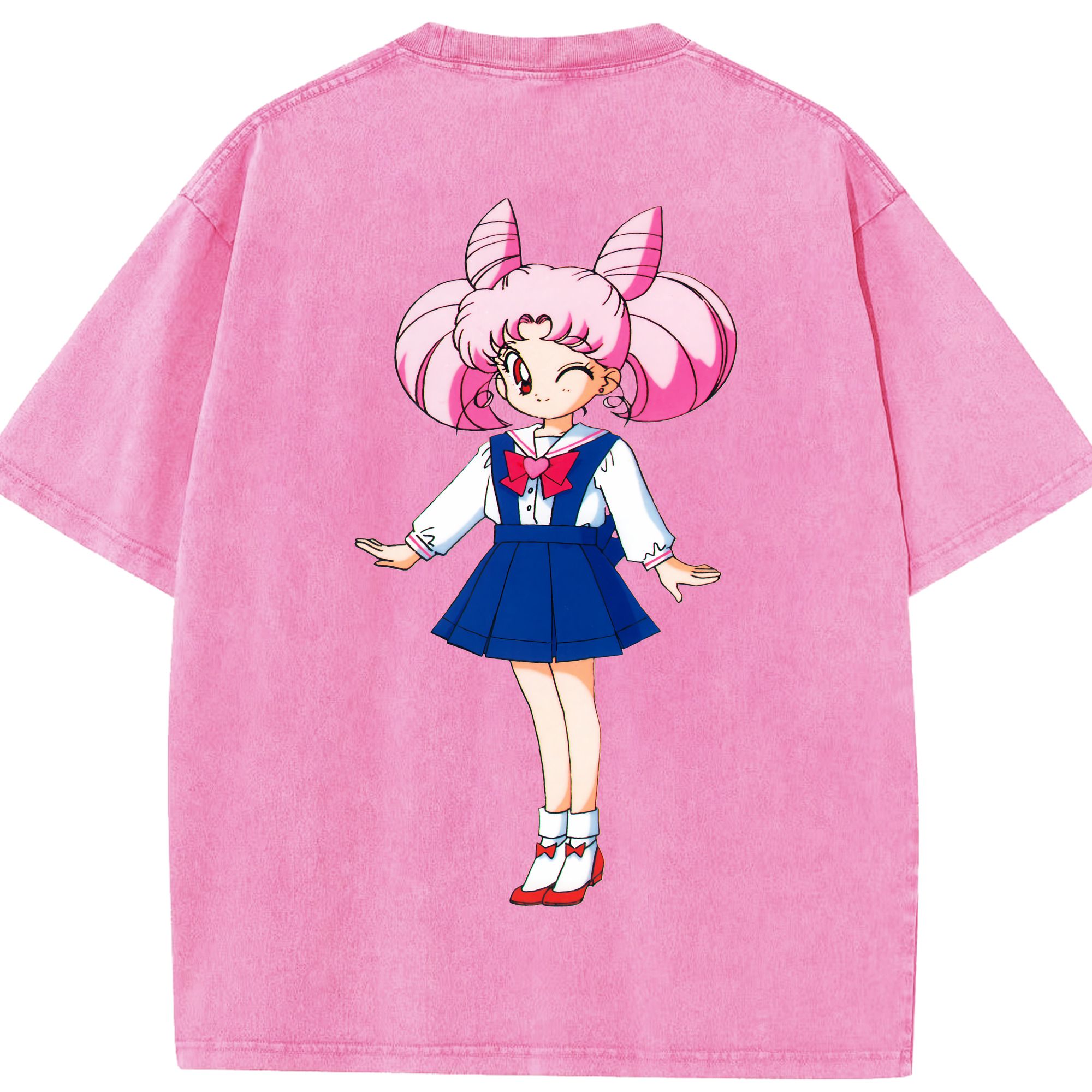 （画像用） 美少女戦士セーラームーン ちびうさ Sailor Moon Chibiusa Tsukino Usagi Small Lady Serenity 綿100% ヴィンテージ風 半袖Tシャツ（背面プリント）